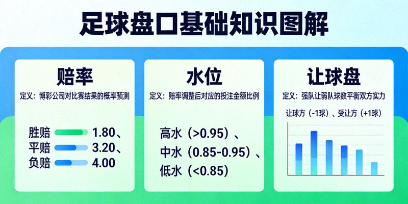 足球盘口基础知识图解：展示赔率、水位、让球盘等核心概念